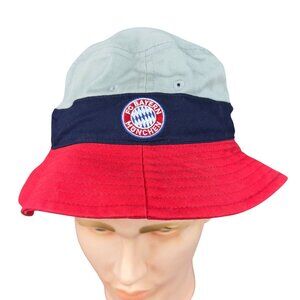 FC Bayern München Bucket Hat Unisex S/M Red/Navy/Gray Cotton Blend